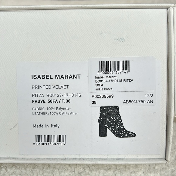 Isabel Marant Leopard Print Velvet Ankle Boots SZ 8 - Picture 13 of 13